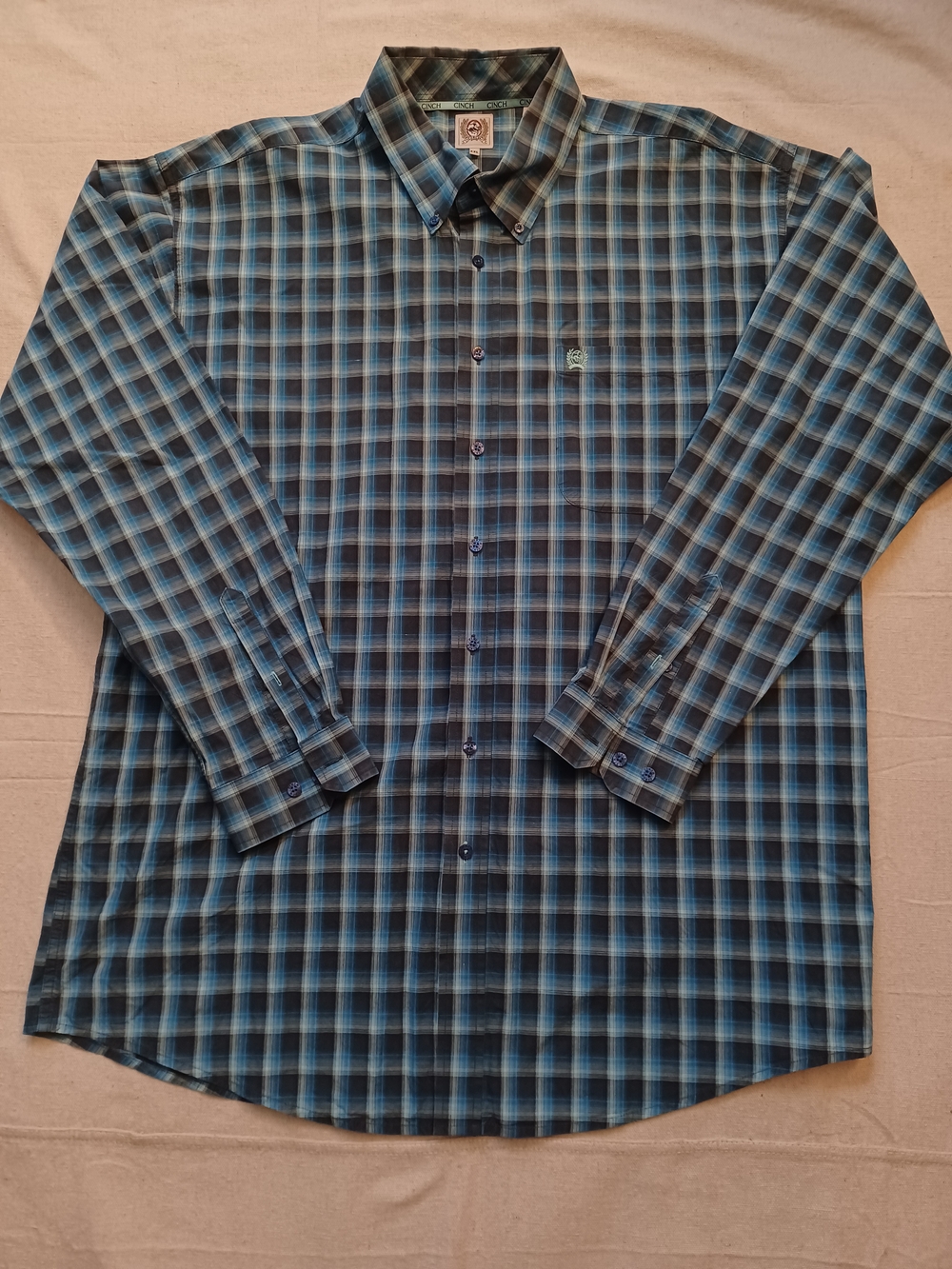 Cinch Plaid Long-Sleeve Button-Down Shirt Men's Size XXL